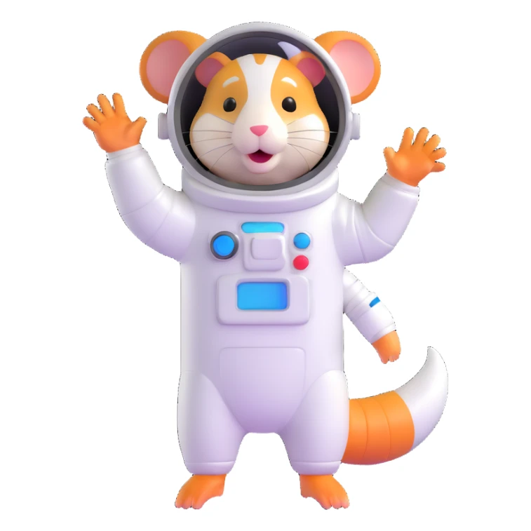 space hamster in a spacesuit waving his hand sticker