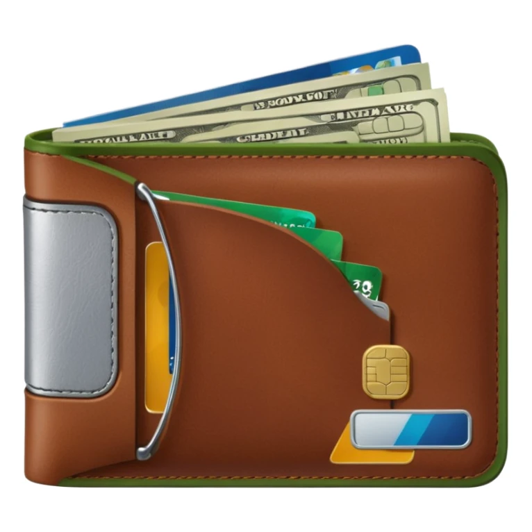 portefeuille marron avec quelques billets et carte bancaire sticker