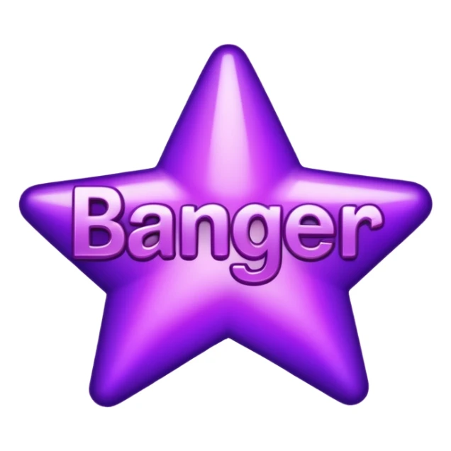 The word "banger" surrounded by purple stars sticker