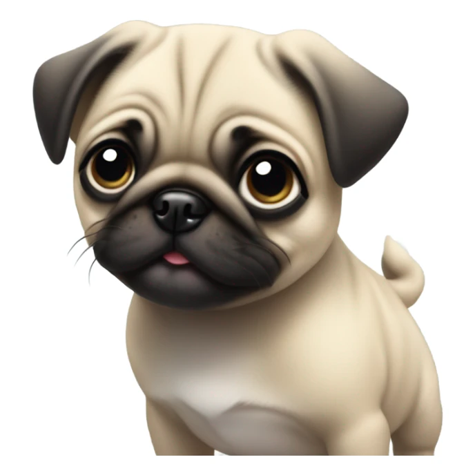 Baby pug puppy playing with a ball  sticker