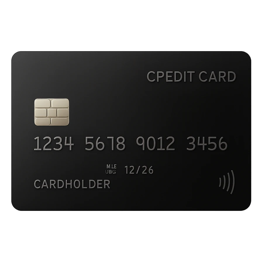 premium black credit card, shiny, elegant, minimal details sticker
