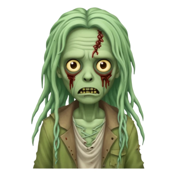 The zombie emoji with long locs sticker