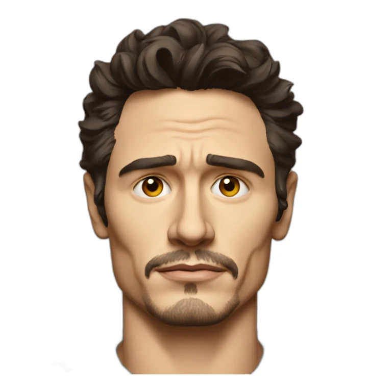 james franco serious cartoon wearing shirt sticker