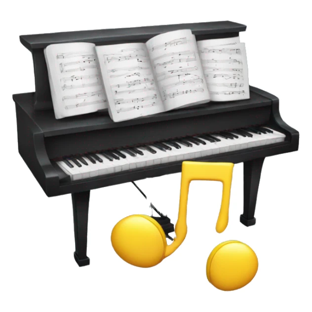 Piano with notes 🎶 around the piano and some headphones on the piano sticker