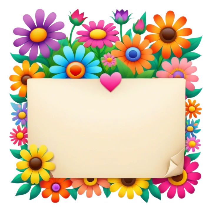 Psychedelic colored love note surrounded by hippie style flowers sticker