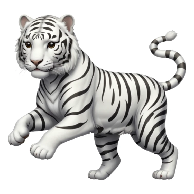 A white tiger pouncing at the screen with silver accsents make it less cartoon looking  sticker