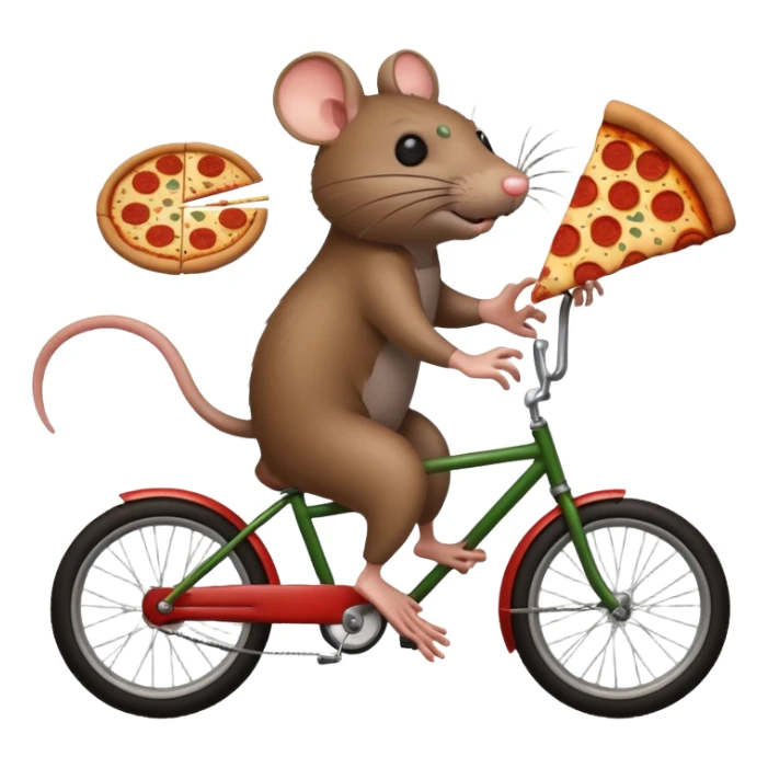rat stealing pizza on a bike, 4 legs sticker