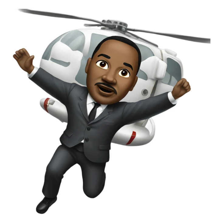 MLK Jr. jumping out of a helicopter with a parachute  sticker