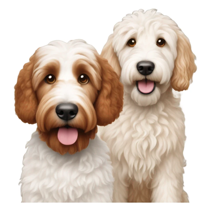 Reddish/brown golden doodle and white golden doodle dogs sticker
