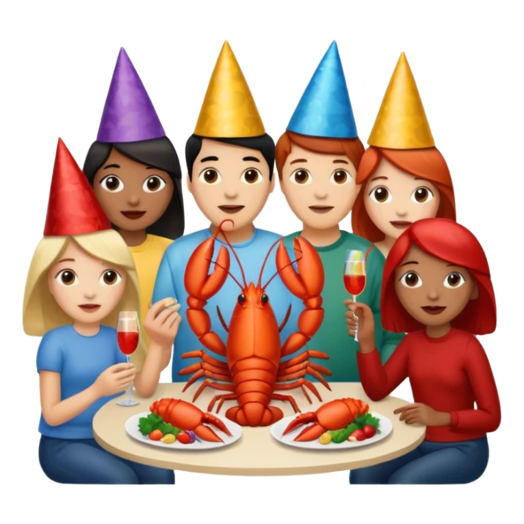 200 people eating lobster at a family party sticker