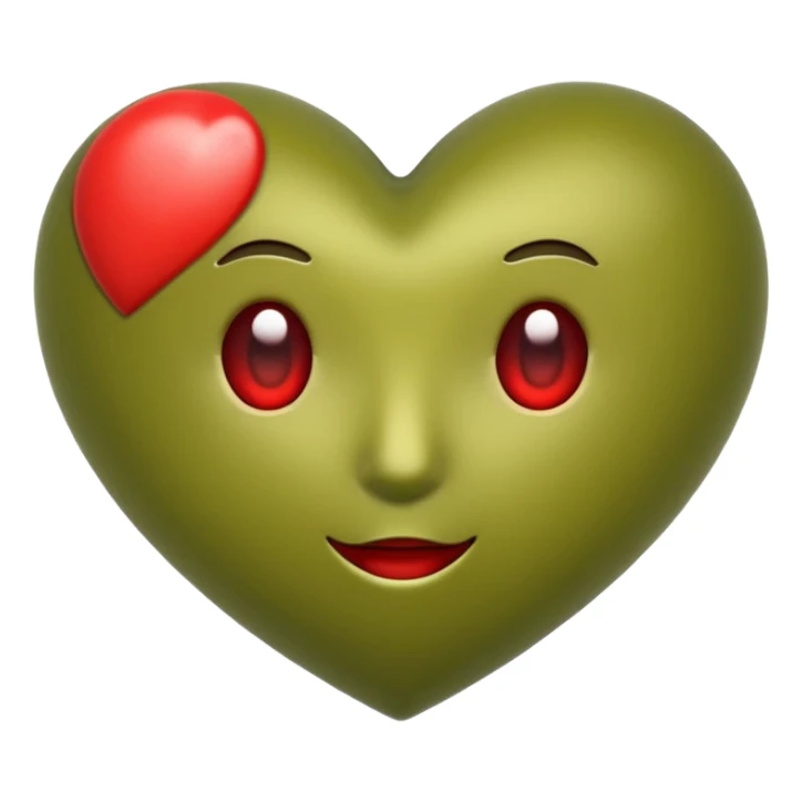 Olive green and red  mix heart emoji sticker