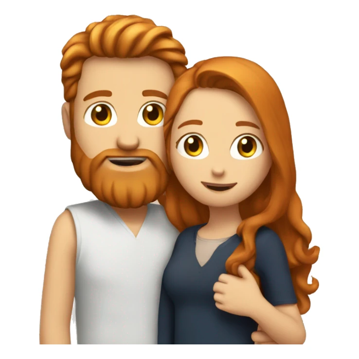  guy with ginger beard hugging brunette girl with long hair sticker