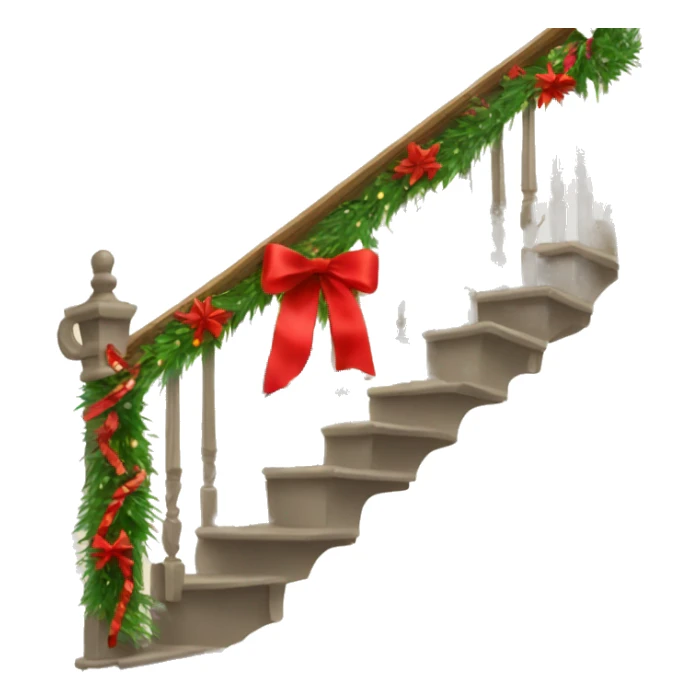 Staircase with Christmas garland and red bows sticker