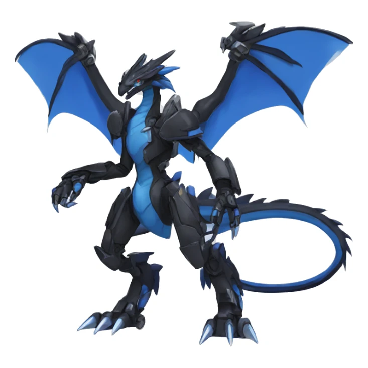  Cool Edgy Black Blue Digimon-Fakemon-Raptor-Dragon-Mecha full body sticker