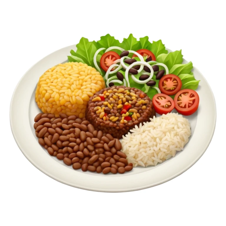Food plate with rice, beans, minced meat and salad sticker