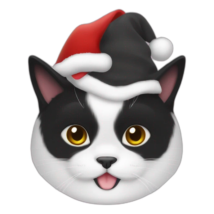 Chubby Black cat wearing a Santa suit  sticker