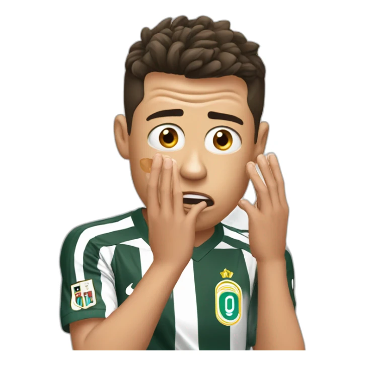 Ronaldo shocked with is two hand on his face sticker