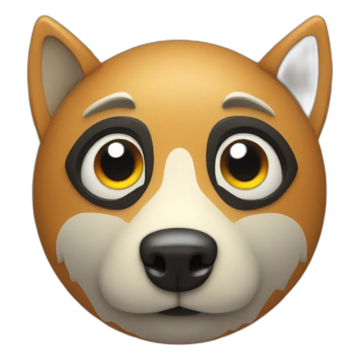 3d sphere with a cartoon Wolf skin texture with big playful eyes sticker