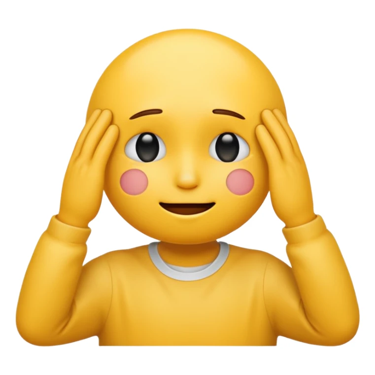 yellow emoticon with hands over eyes not smiling sticker