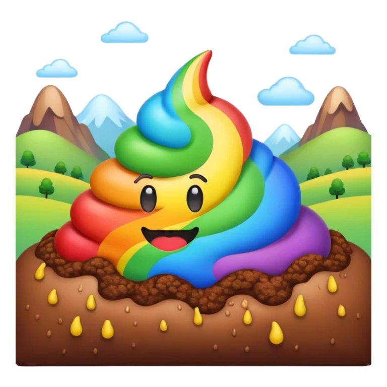 rainbow poop emoji landscape  sticker
