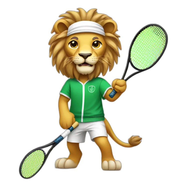 lion in saudi outfit playing tennis sticker