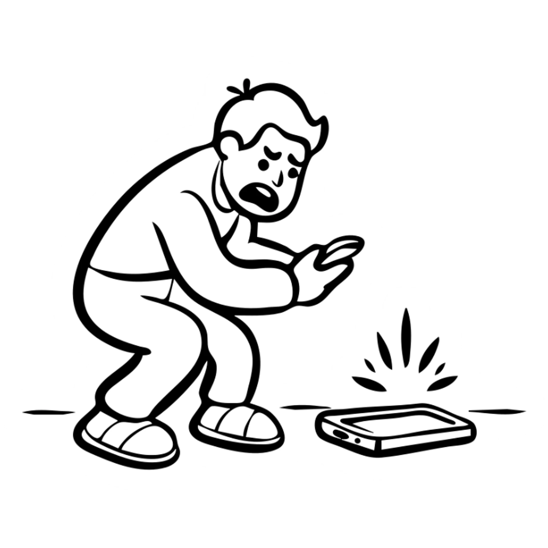 Man angrily smashing a smartphone on the ground sticker