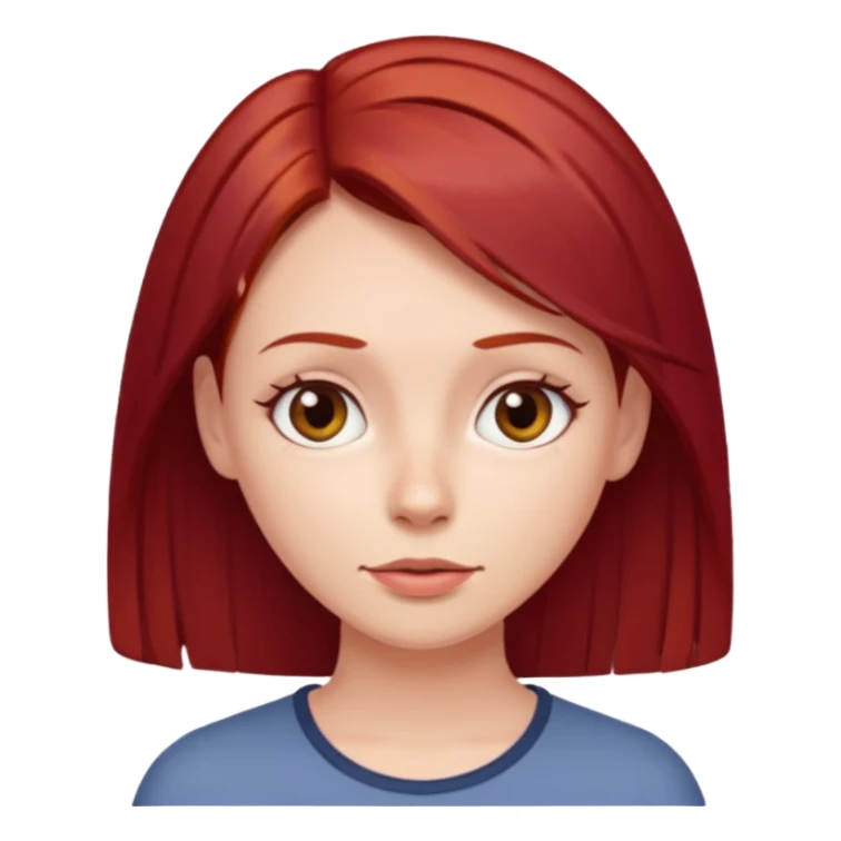 woman with straight dark red hair thin face cute sticker