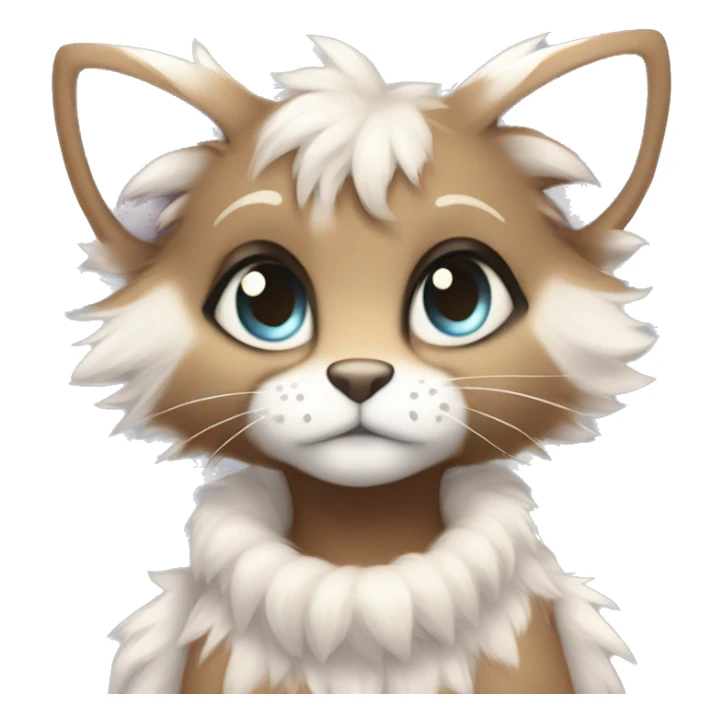 Furry, sparkle, iridescent, colorful, pastel, edgy, cool, fantasy beautiful, brown, beige, white, divine, godly, angelic, animal, anthro, full body, fursona, feline sticker