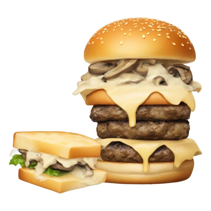 Burger with Swiss cheese, mushrooms, caramelized onions, and truffle aioli  sticker