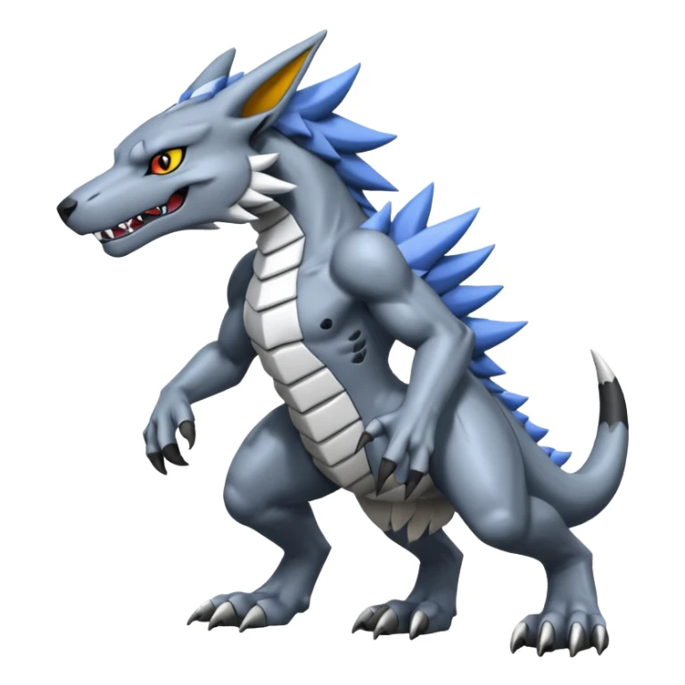  Cool Edgy Shiny Greymon-Sergal-Weregarurumon full body sticker