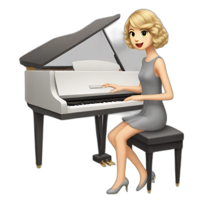 Taylor Swift with a grey dress and she playing piano sticker