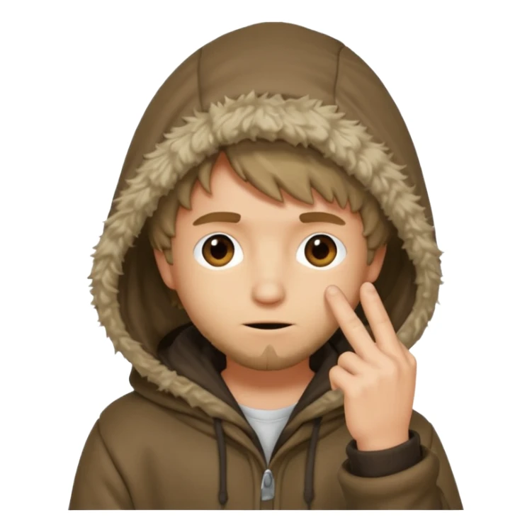 Moreno greñudo con capucha cuba la cara para el dedo sticker