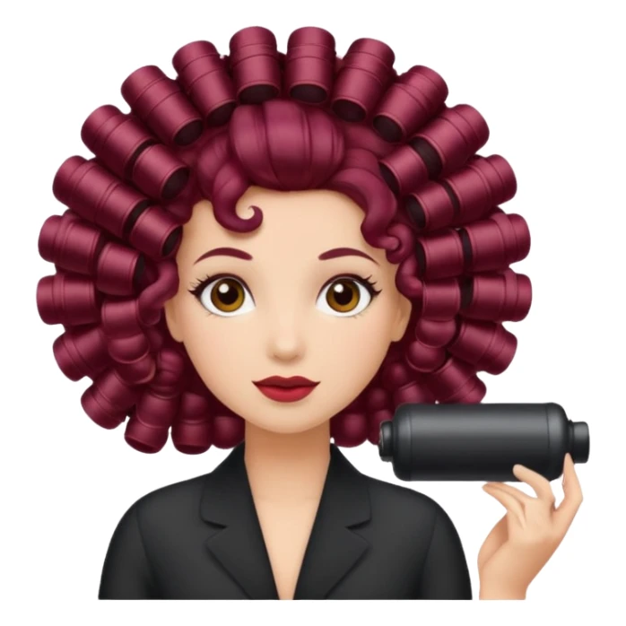hair with burgundy hair rollers sticker
