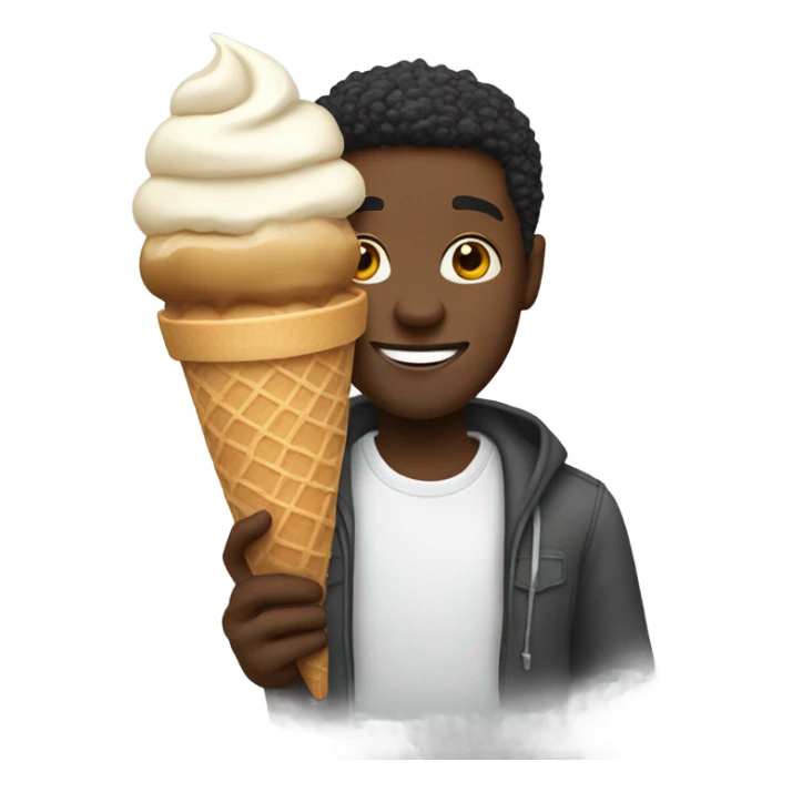 Black man holding an ice cream sticker