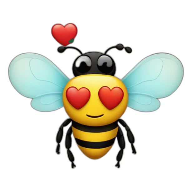 Loveheart bee with heart eyes sticker
