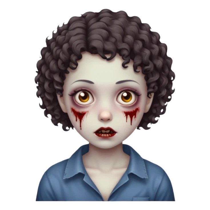 A zombie girl with very short curly hair sticker