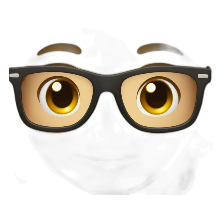 nerd face mouth close 2 teeth visible acne on the face pale tan black hair with glasses sticker