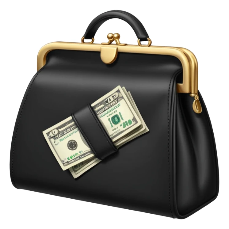 elegant black purse with dollar bills sticking out sticker