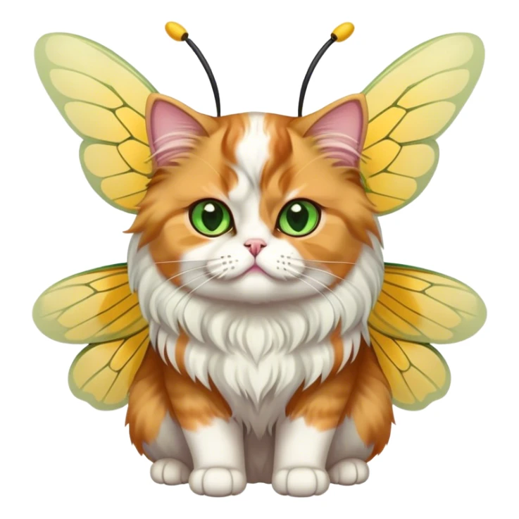 Calico Persian Cat with Bee wings green eyes sticker