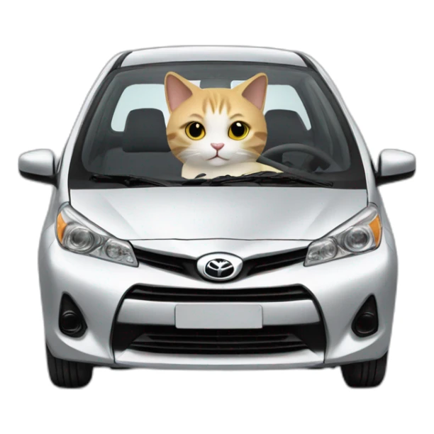 Cat driving a silver Toyota yaris sticker