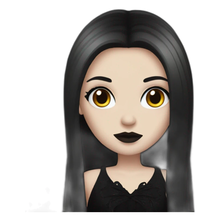 white girl with gothic makeup and long black hair sticker