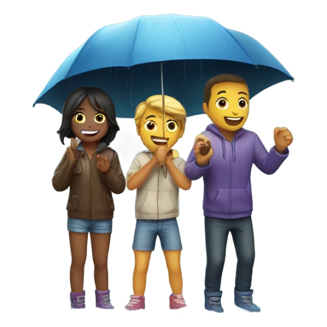 4 friends playing in the rain sticker