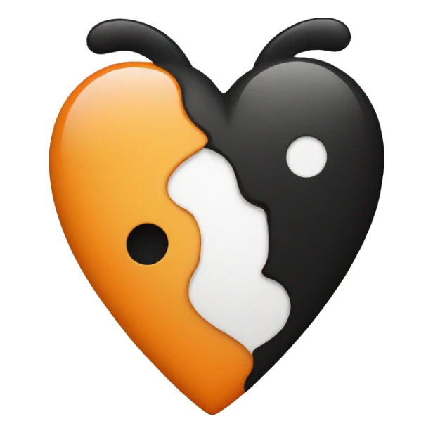 Half black and half orange heart sticker