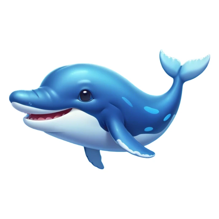 Cinematic Cute Humpback Whale Portrait Emoji, Head tilted playfully and inquisitively, featuring a softly rounded body with bright, sparkling eyes and an adorably expressive mouth, Simplified yet irresistibly adorable features, highly detailed, glowing with a warm, ocean-blue glow, high shine, affectionate and gentle, stylized with a touch of whimsical aquatic charm, soft glowing outline, capturing the essence of a friendly and endearing whale that seems as if it could sing its way into your heart! sticker