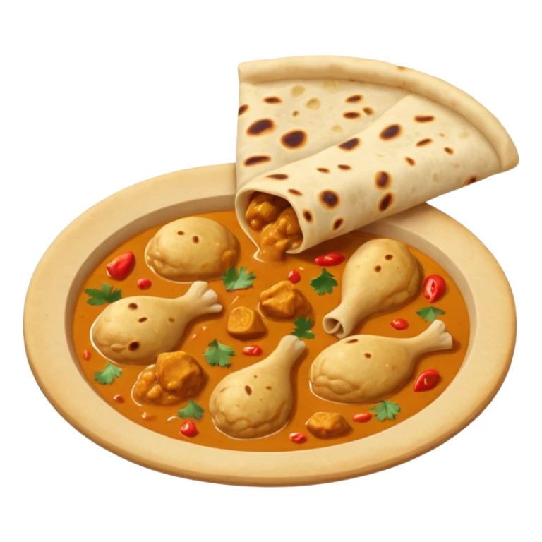 make me a chapati with chicken curry but make sure it is a emoji and not a image sticker