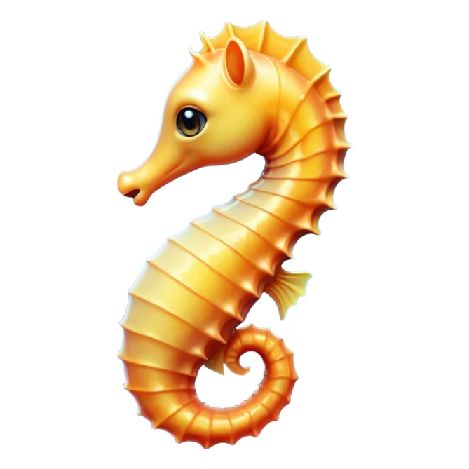 Cinematic Cute Sea Horse Portrait Emoji, Head tilted playfully and inquisitively, featuring a charming, slender form with a delicately curved body and a whimsical, curled tail, accented by round, sparkling eyes full of gentle wonder, Simplified yet irresistibly adorable features, highly detailed, glowing with a warm, inviting aquatic glow, high shine, affectionate and lively, stylized with a touch of enchanting marine charm, soft glowing outline, capturing the essence of a mischievous yet loving sea horse that seems as if it could float out of the screen into your arms! sticker