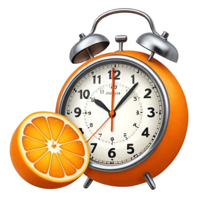 clock with a little orange next to it sticker