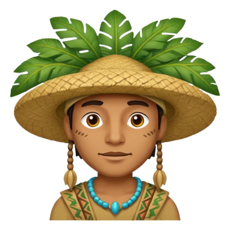 an surveyor man wearing a large leaf tribal hat sticker