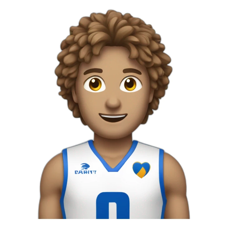 Handball joueur blanc aucheveux brun avec un maillot bleu sticker