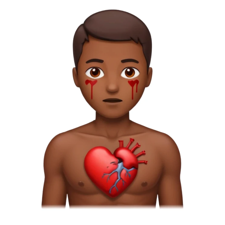 heart thumping out of chest brown skin person sticker